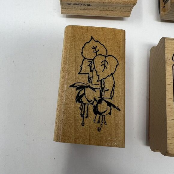 Spring Rubber Stamp Lot Flowers Floral Cluster Grapes Rain Sun Pansy Rose Bird - Picture 10 of 16